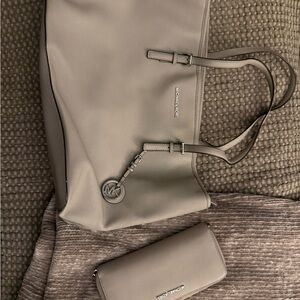 Michael Kors Taupe Tote and Wallet Set